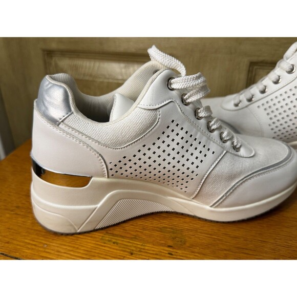 Cestfini Womens Hidden High Heel Fashion Wedge Sneakers White Size L - Picture 6 of 11